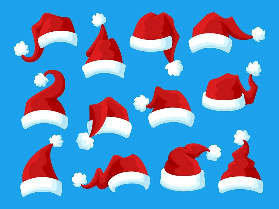Bộ sưu tập hình dáng mũ ông già noel file vector mẫu CR1869