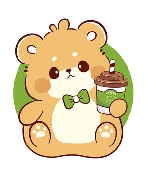 Hình ảnh chú gấu cute uống trà sữa file vector mẫu CR174