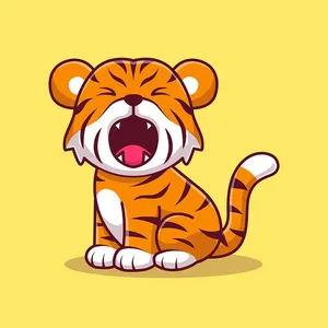 Hình ảnh chú hổ con đang ngáp flie vector mẫu KS46