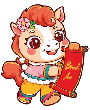 Linh Vật Ngựa Tết Bình An - Hình Minh Họa Vector EPS