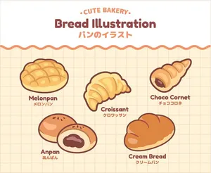 Bộ Sưu Tập Bánh Mì Dễ Thương - Hình Minh Họa EPS Vector