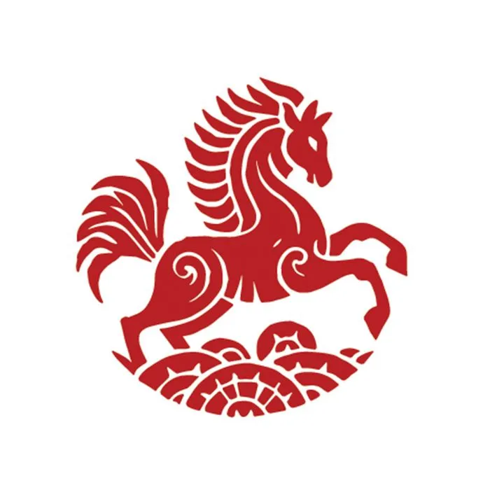 Logo Con Ngựa Đỏ Minh Họa Phong Cách Á Đông - File Vector EPS