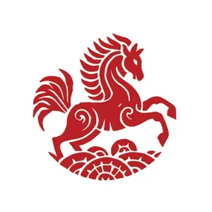 Logo Con Ngựa Đỏ Minh Họa Phong Cách Á Đông - File Vector EPS