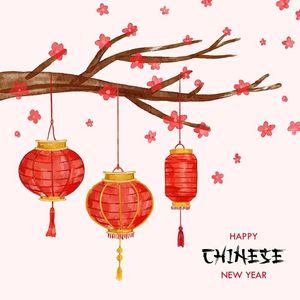Hình ảnh đèn lồng màu đỏ trang trí ngày lễ tết file vector mẫu CR351