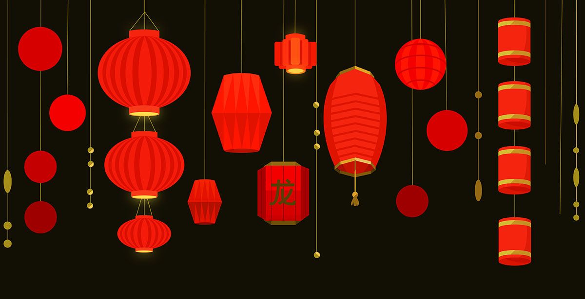 Hình ảnh dây đèn lồng trang trí dịp tết cổ truyền file vector mẫu CR427
