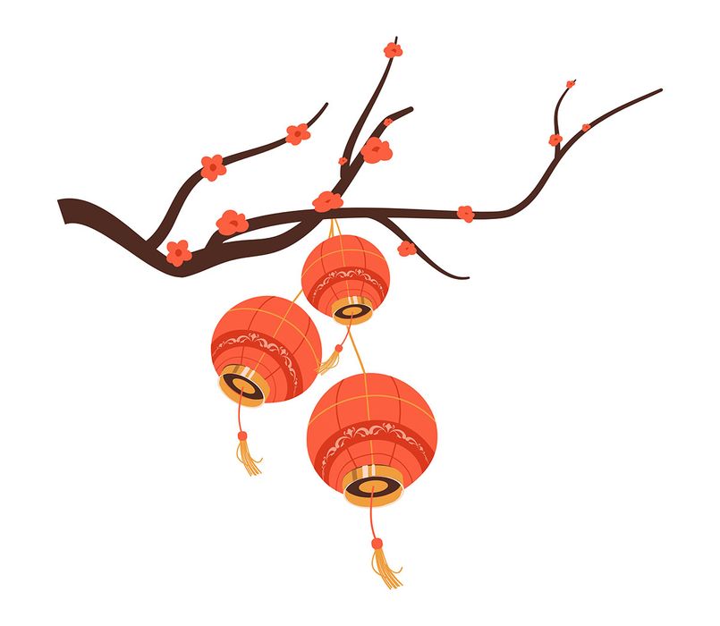 Hình ảnh đèn lồng màu đỏ trang trí ngày lễ tết file vector mẫu CR355