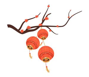 Hình ảnh đèn lồng màu đỏ trang trí ngày lễ tết file vector mẫu CR355