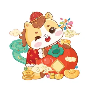 Linh Vật Ngựa Tết Nguyên Đán Dễ Thương - Minh Họa Vector EPS