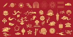 Bộ Hoạ Tiết Trang Trí Tết Cổ Truyền - Vector EPS