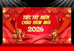 Backdrop Tết 2026 Đỏ May Mắn - Chào Năm Mới Giáp Ngọ Vector CDR