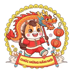 Linh Vật Ngựa Tết Nguyên Đán Dễ Thương - Vector Minh Họa Chúc Mừng Năm Mới