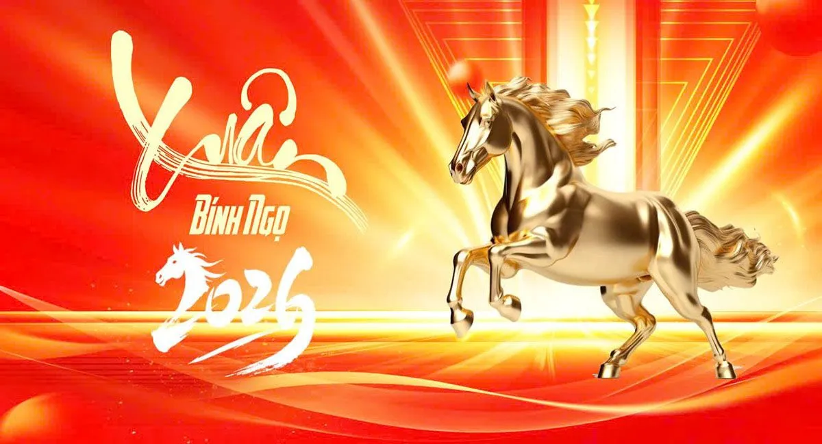 Banner Tết Bính Ngọ 2026 – Kim Mã Hoàng Kim