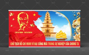 Backdrop kỷ niệm ngày sinh Chủ tịch Hồ Chí Minh file CDR mẫu CR366