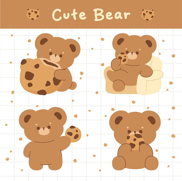 Bộ sưu tập hình ảnh chú gấu cute file vector mẫu CR93