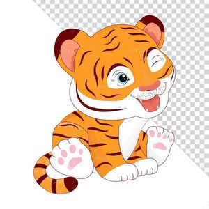 Hình ảnh chú hổ con cute file PNG mẫu CR1094