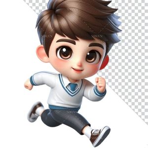 Hình ảnh cậu bé học môn điền kinh 3D file PNG mẫu CR866