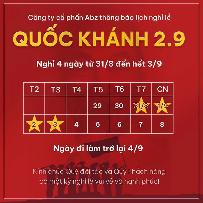 Poster lịch nghỉ lễ quốc khánh 2-9 file PSD mẫu KT44