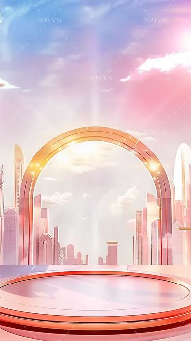 Background thương mại điện tử sang trọng, tông hồng xanh gradient