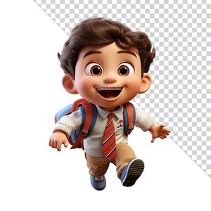 Hình ảnh cậu bé đi học 3D file PNG mẫu CR875