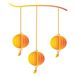 Hình ảnh đèn lồng màu vàng trang trí lễ hội tết file vector mẫu CR328