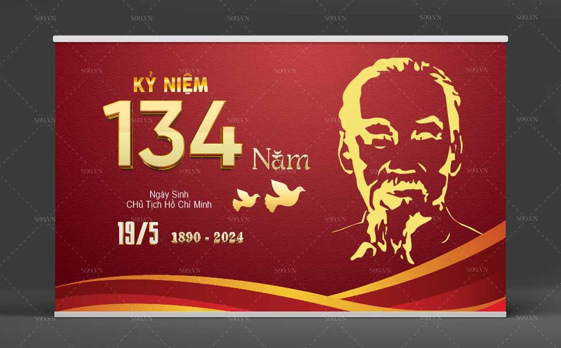 Backdrop kỷ niệm ngày sinh Chủ tịch Hồ Chí Minh file CDR mẫu CR368