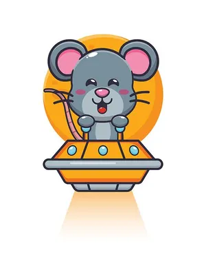 Chuột Hoạt Hình Bay Đĩa Bay - Minh Họa Vector Dễ Thương