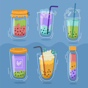 Hình ảnh cốc trà sữa chân trâu vị hoa quả file vector mẫu CR652