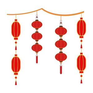 Hình ảnh đèn lồng màu đỏ file vector mẫu CR516