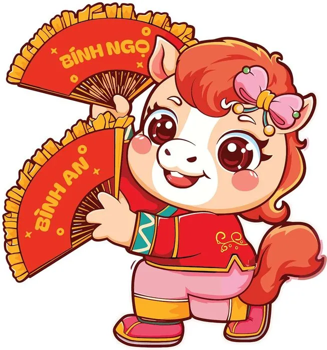 Linh Vật Ngựa Tết Dễ Thương - Minh Họa Vector EPS Độc Đáo