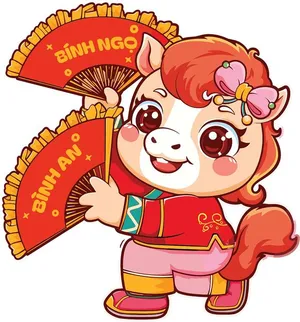 Linh Vật Ngựa Tết Dễ Thương - Minh Họa Vector EPS Độc Đáo