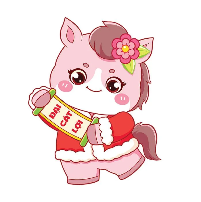 Linh vật Ngựa Tết Nguyên Đán Dễ Thương - Vector EPS