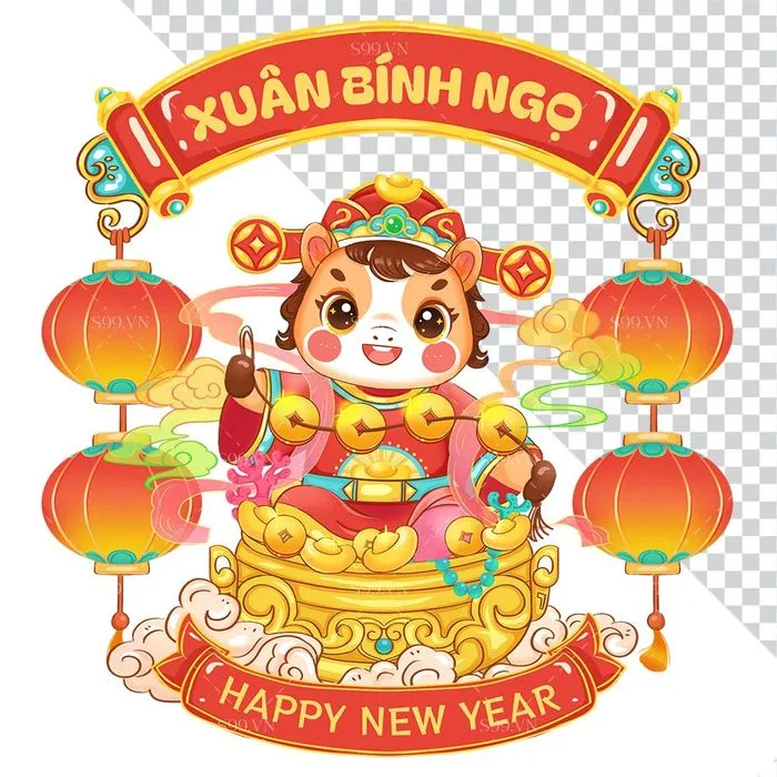 Tết Bình Ngọ - Linh Vật Ngựa Con Đáng Yêu Chúc Mừng Năm Mới PNG