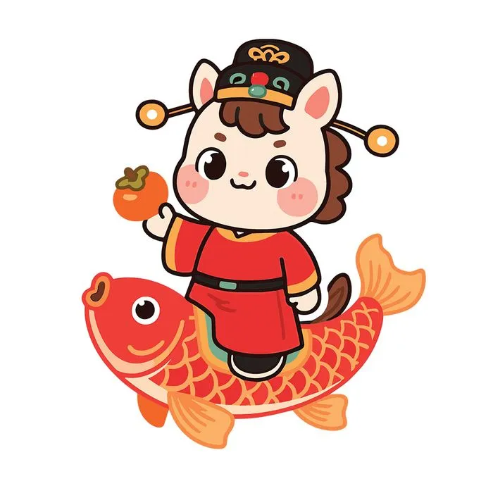 Thần Tài Ngựa Cưỡi Cá Chép - Minh Họa Vector EPS Độc Đáo