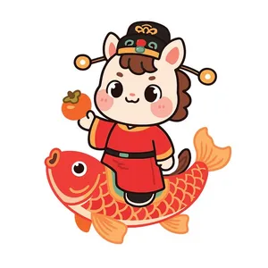 Thần Tài Ngựa Cưỡi Cá Chép - Minh Họa Vector EPS Độc Đáo