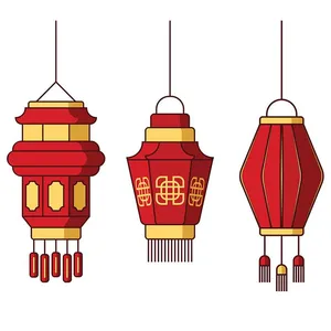 Hình ảnh đèn lồng đỏ file vector mẫu KS778