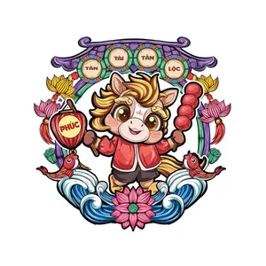 Linh Vật Ngựa Tết Nguyên Đán Dễ Thương - Minh Họa Vector EPS