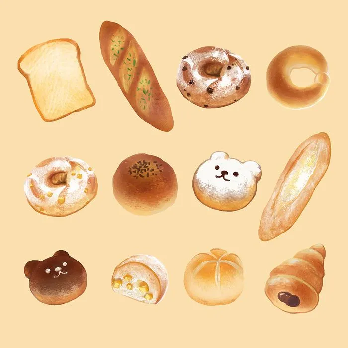 Bộ Sưu Tập Bánh Mì Dễ Thương Minh Họa Vector EPS