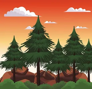 Background cây thông vẽ tay file vector mẫu KS709