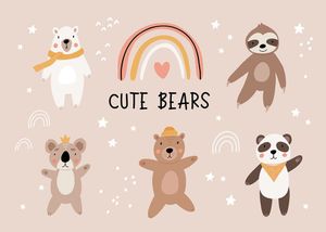 Banner chú gấu đáng yêu file vector mẫu CR178