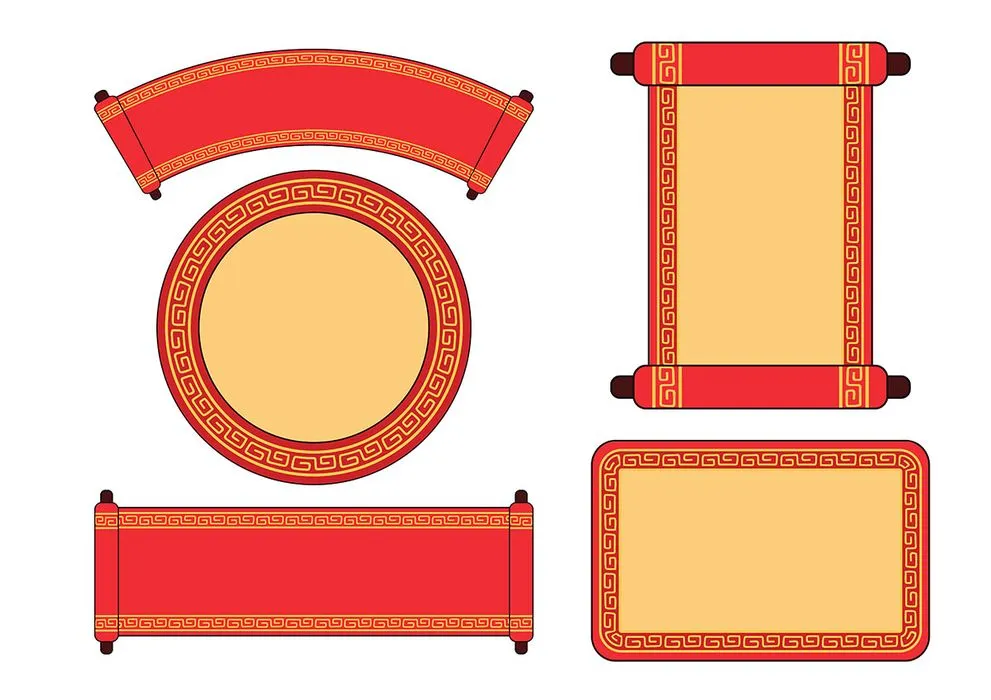 Vector Cuộn Giấy, Câu Đối Tết Phong Cách Trung Hoa Độc Đáo