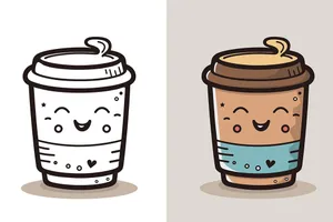 Hình ảnh cốc cafe file vector mẫu KS822