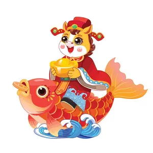 Linh Vật Ngựa Tết Cưỡi Cá Chép Vàng – Biểu Tượng May Mắn Minh Họa