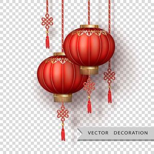 Đèn lồng treo màu đỏ hình tròn file vector mẫu CR402