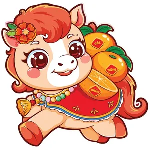 Linh Vật Ngựa Tết Nguyên Đán Dễ Thương - Hình Minh Họa Vector EPS