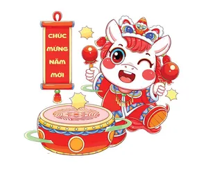 Linh Vật Ngựa Tết Nguyên Đán Dễ Thương - Hình Minh Họa Vector EPS