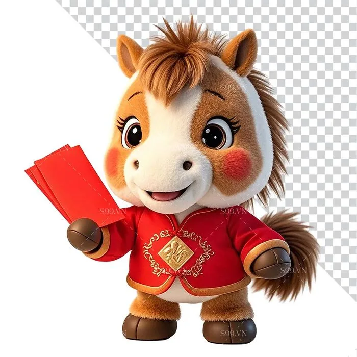 Linh Vật Ngựa Tết Nguyên Đán Dễ Thương - Hình Minh Họa PNG