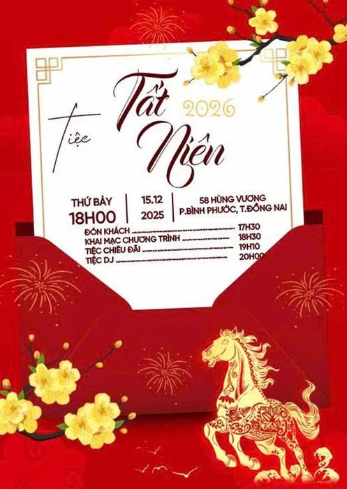 Thư mời Tết 2026 Thiệp chúc mừng năm mới phong cách truyền thống