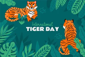 Banner chú hổ trong rừng flie vector mẫu KS55
