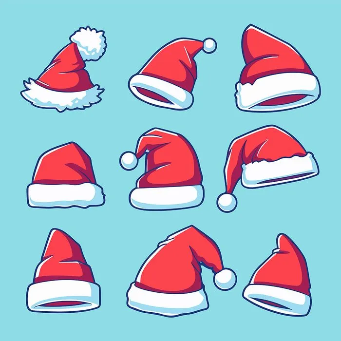 Bộ sưu tập chiếc mũ ông già noel file vector mẫu CR1829