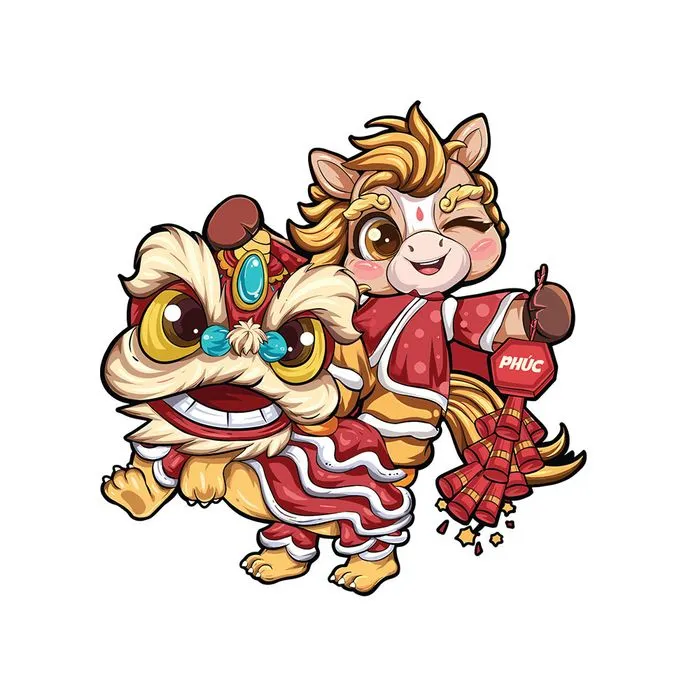 Linh Vật Ngựa Tết Cực Dễ Thương - Minh Họa Vector EPS Độc Đáo